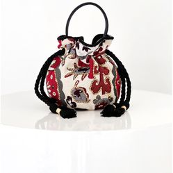 Crossbody Bucket bags for women- Designer French Rococo and leather