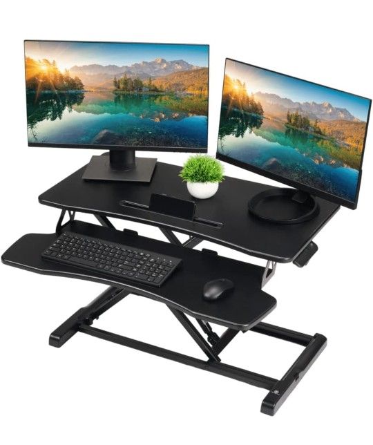 TechOrbits OF-S06-2 Desk Converter-37-inch Height Adjustable, MDF Wood, Sit-to-Stand Riser-Black, 37"

￼

￼

