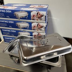 Set Of 4 10 Quart Stainless Steel Chafing Dish Food Warmer Chafer Buffet Tray
