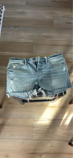 Light Wash Distressed Denim Cut-Off Shorts