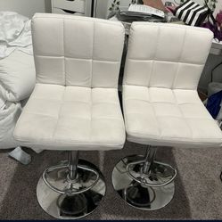 white leather barstools (set of 2)