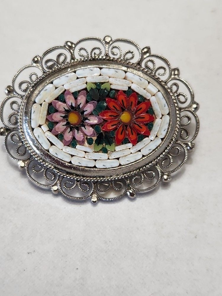 AVAILABLE. Vintage Italian Micro-mosaic brooch