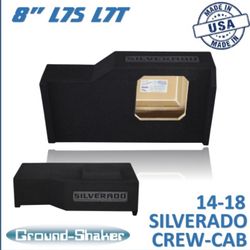 Black 8" Single Sealed Solobaric Sub Box, Fits Chevy 14-18 Silverado Crew-Cab
