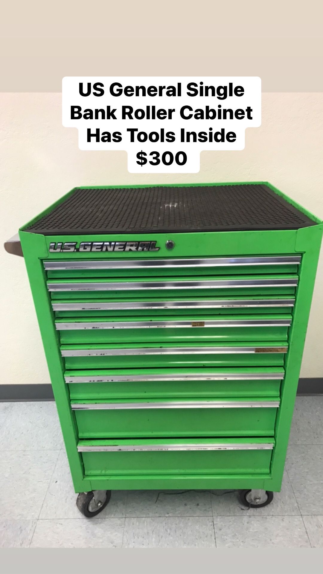 US General Tool Box 26 In. X 22 In. Single Bank In Green #21999