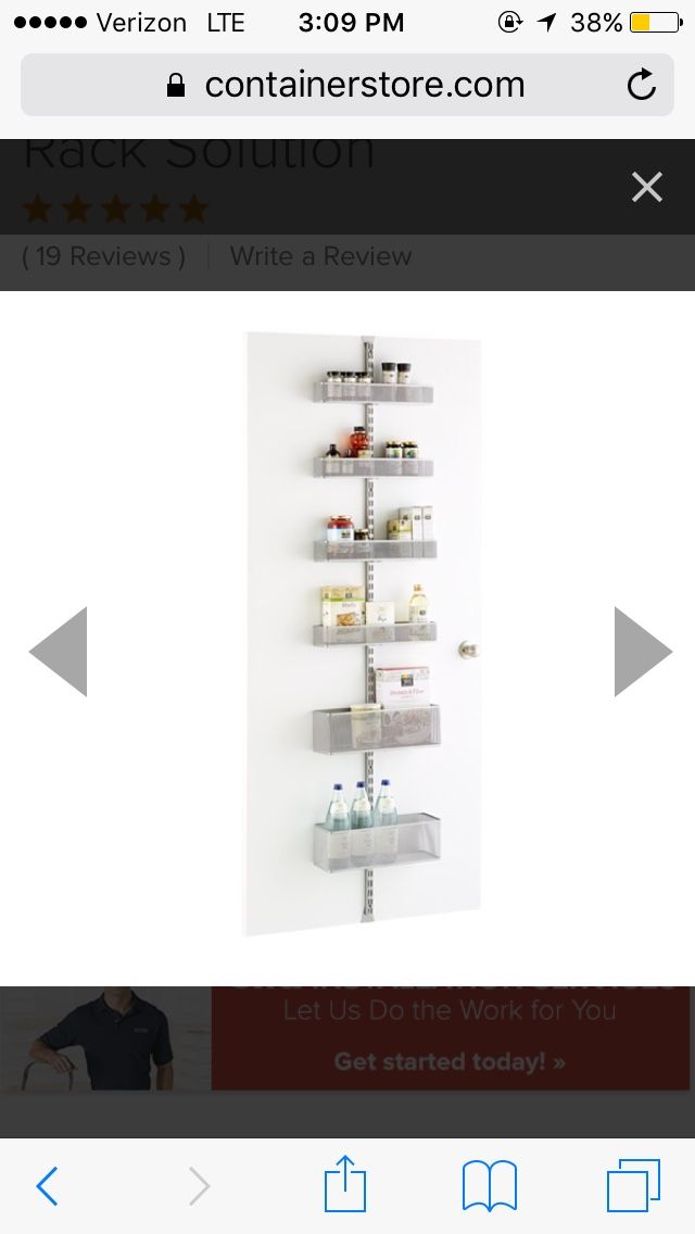 Container store over door storage