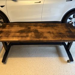 62" Adjustable Height Workbench / Desk / Table with Solid Wood Top