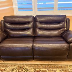 Brown Italian Leather Love Seat
