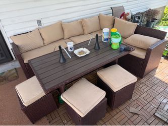 Sectional outdoor couch with table