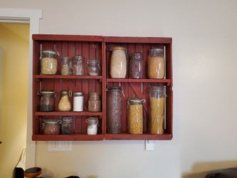 Vintage Jars With Wood Box Display