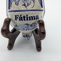 Holy Water Font Fatima Portugal Handmade, Painted VTG