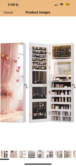 New in box lockable jewelry box mirror