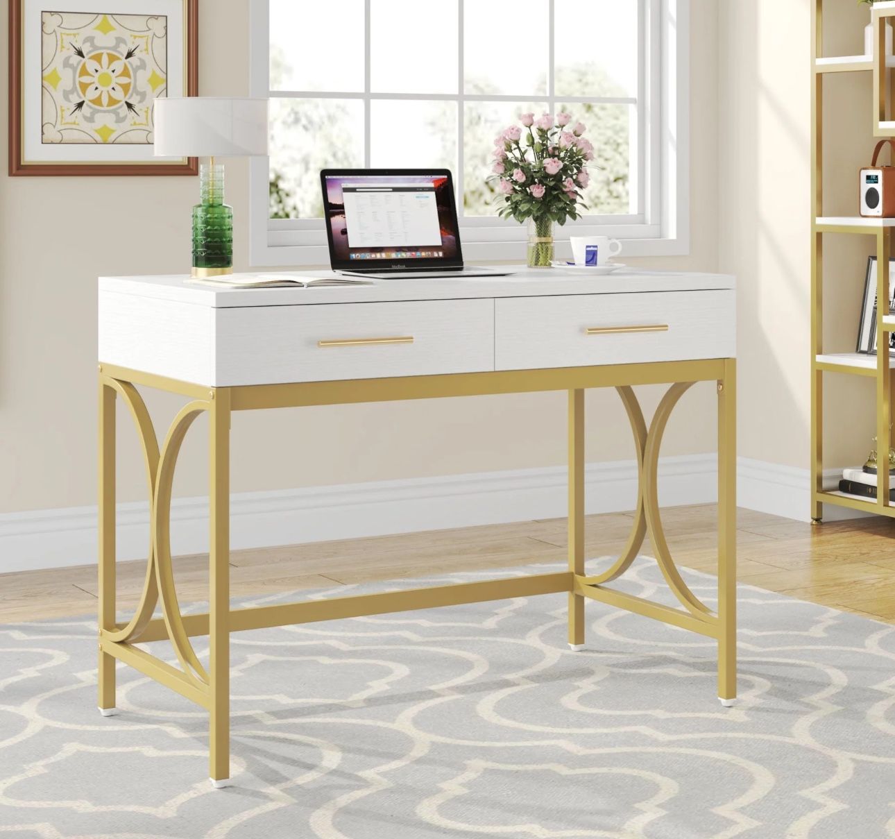 41" Computer Desk, Modern Home Office Writing Desk with 2 Drawers New In Box!