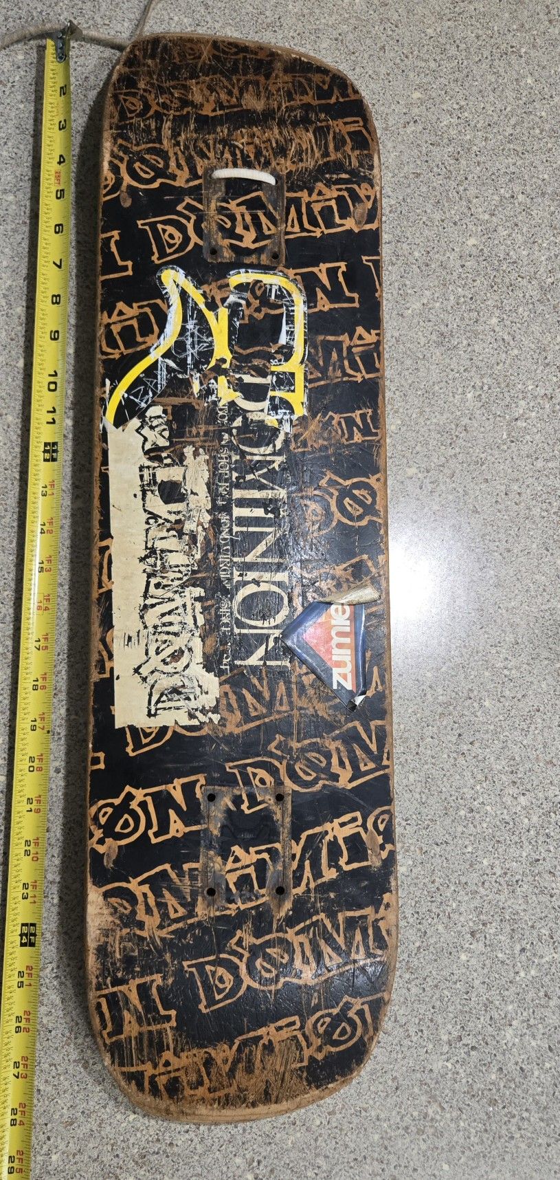 Vintage Dominion Skateboard Deck With Stickers