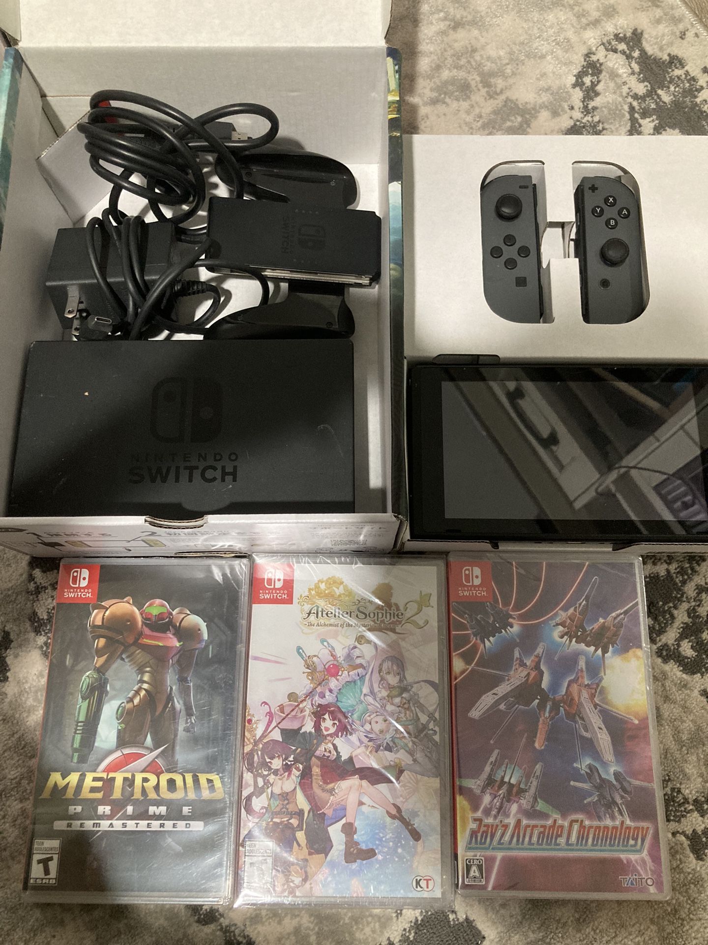 Nintendo Switch Black + Game Metroid Prime Remastered Sophie 2 Ray Arcade Chrono