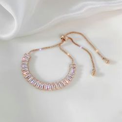 Light Luxury Full Zircon Bracelet Adjustable Bracelet Charm For Women 18K Gold Plated