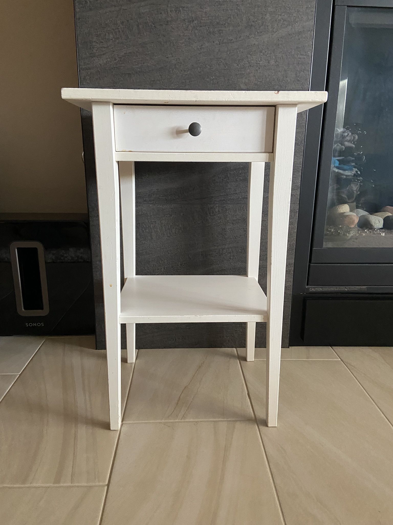 White Rustic Wood Side Table