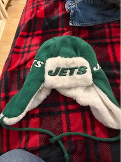 Men's New Era Green New York Jets Helmet Head Trapper Knit Hat