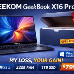 GEEKOM GeekBook X16 Pro | Ultra 5 | 32GB | 1TB | Windows 11 Pro | PRICED TO MOVE