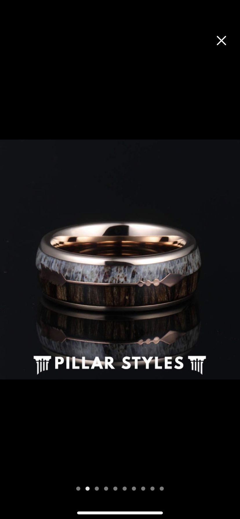 Men’s ring size 8 wood and antler in tungsten carbide