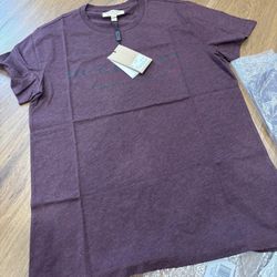 New Burberry Written Martford Front Logo Men T-shirt color deep claret melange 
