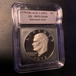 1978-S ICG BLACK LABEL Eisenhower Dollar PR70 DCAM