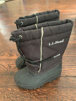 LL BEAN Kids' Northwoods Boots 10 black snow winter warm insert rugged outdoors