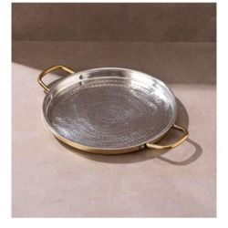 P-TAL Brass Dosa Tawa with Insulated Handles, 11.5"(29 cm) Tin Coated Brass Dosa Tava with Ayurvedic Benefits | Naturally Nonstick and Chemical Free (