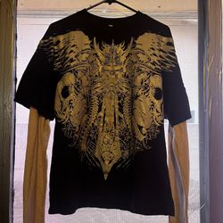 Affliction Haunted Passage Reflective Dark Blue T-Shirt Long Sleeve