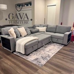 Atlantic Gray Sectional With Pull-Out Bed **NEW ARRIVAL**