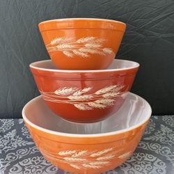 PYREX: NEW, Autumn Harvest, Bow set of 3, Vintage, NEW, 1970-80’s era