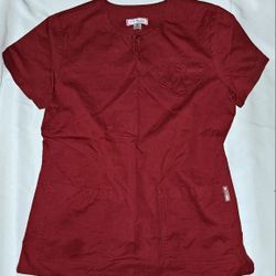 Koi Scrub Top In Red With A Heart Pocket Size Medium