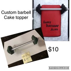 Custom barbell Cake Topper 