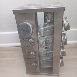 Spice Rack In Small Glass Jars