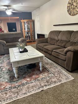 Brown sofas