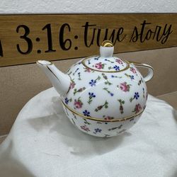 Nantucket Ceramic Tea Pot & Tea Cup