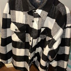 Men's Quilted / Button Up Plaid Flannel Shirt Jacket 