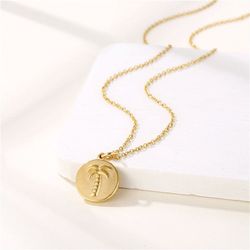  Stainless Steel Titanium Steel Plating Inlay Zircon 18k Gold Plated Gold Plated Pendant Necklace