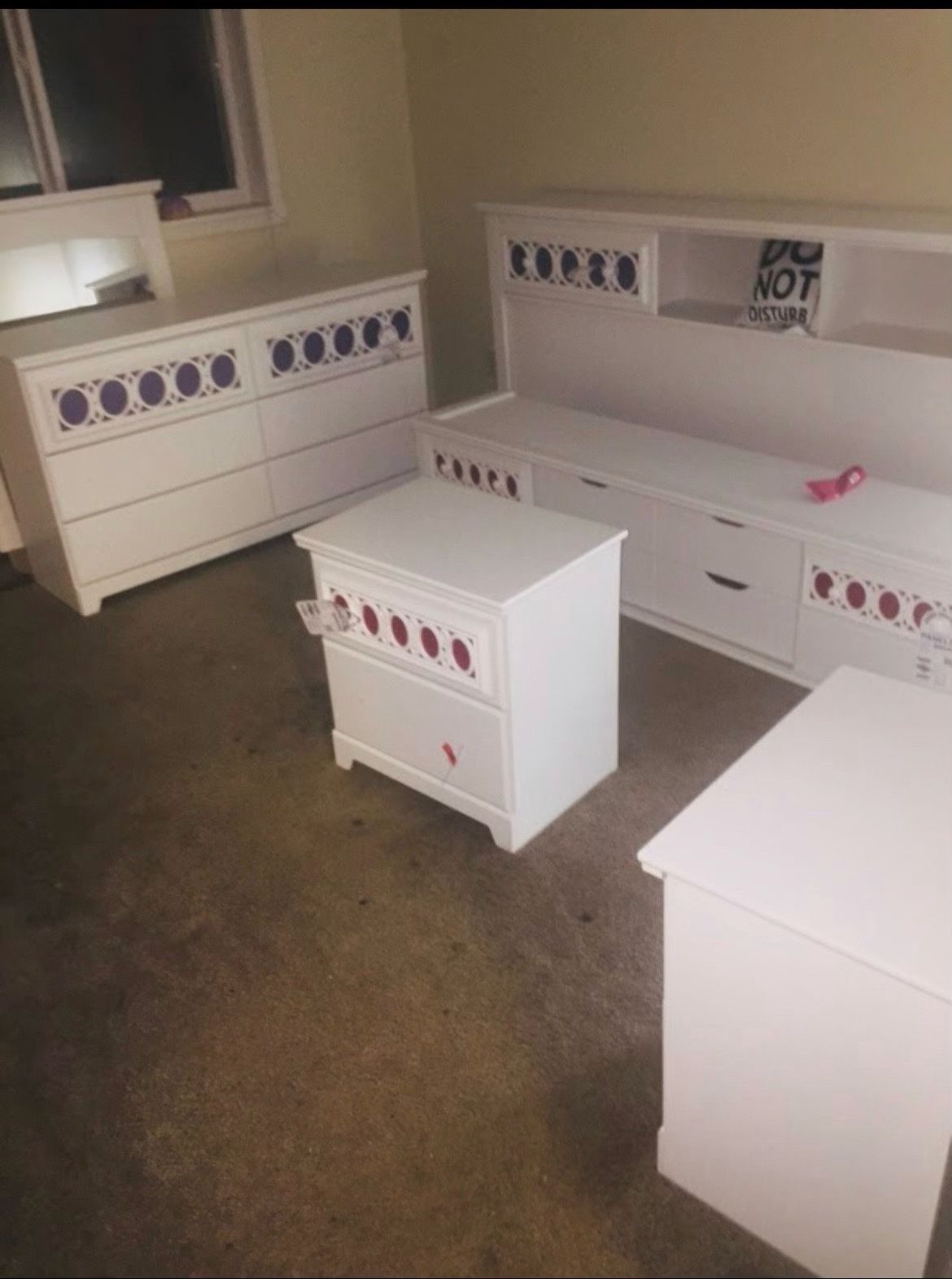 (NOT SOLD YET) White Platform Storage Bed W/3 drawers- B/Outs 