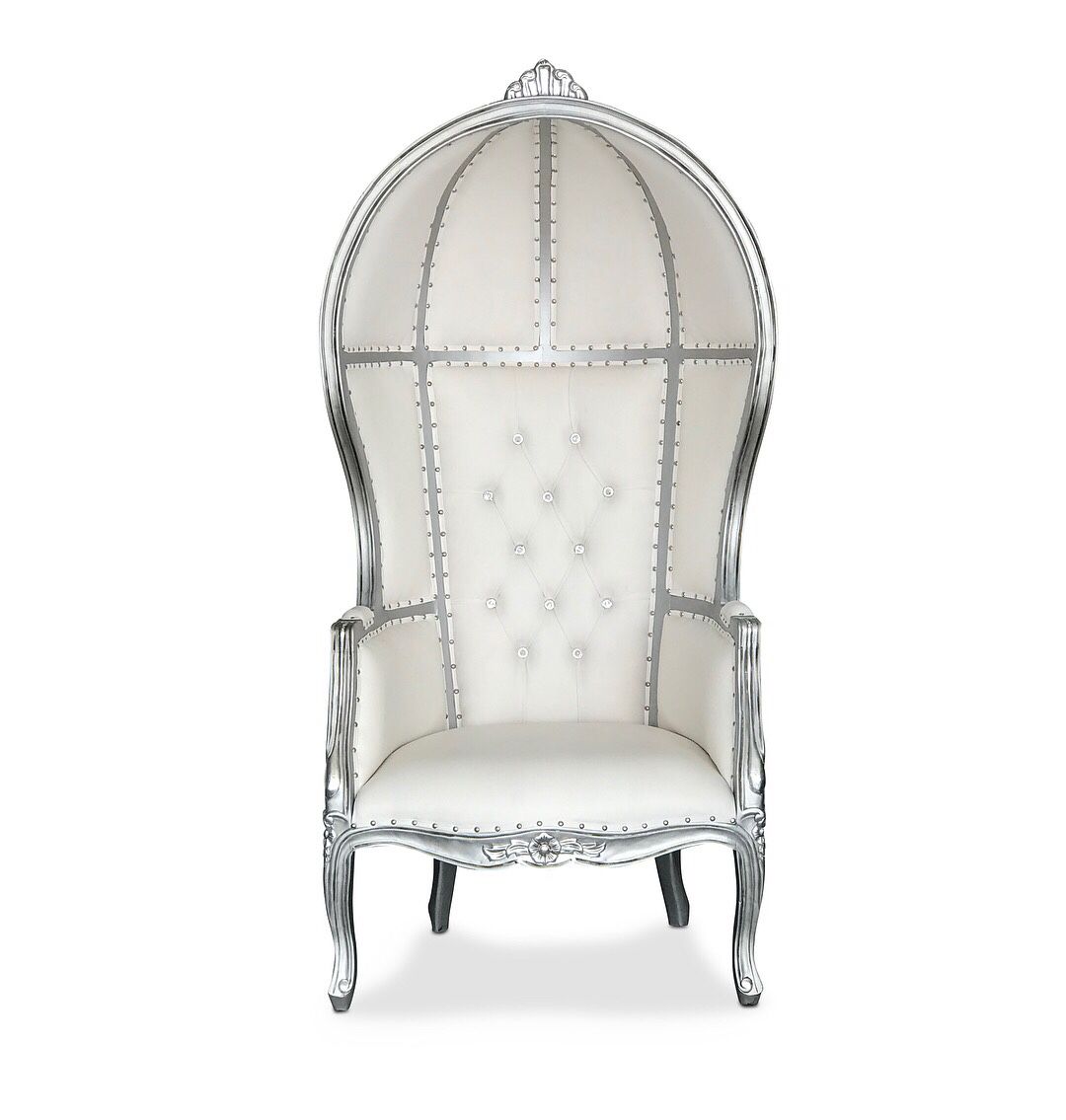 Free nationwide delivery | silver white porter dome canopy balloon bonnet chairs throne king queen princess royal baroque wedding event party photogr