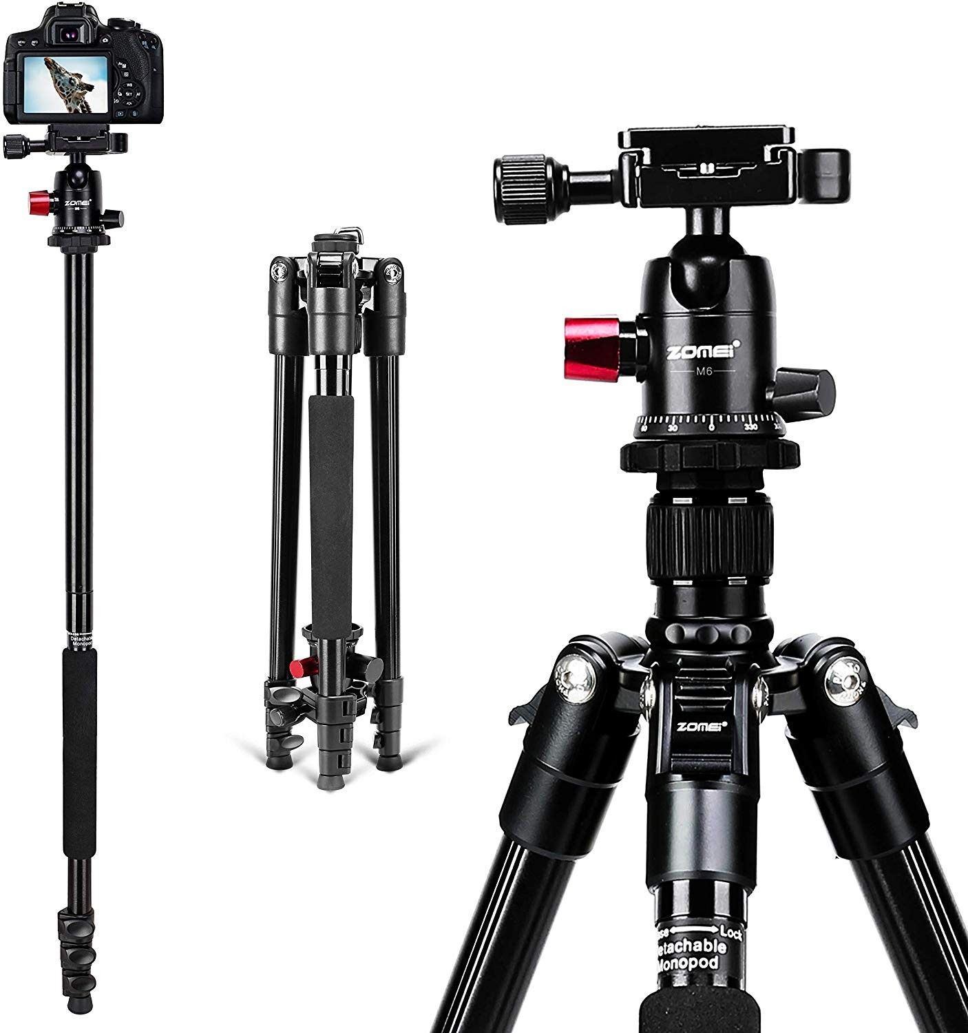 Zomei Camera Tripod,64‘’ Professional Aluminum Tripod with 360 Degree Metal Ball Head,Quick Release Plate, Phone Adapter,Tripod for Camera