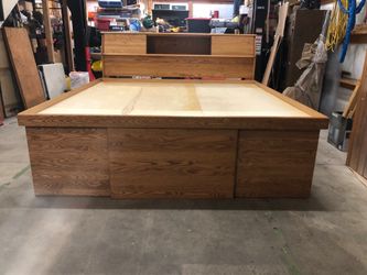 King oak captain bed & dresser
