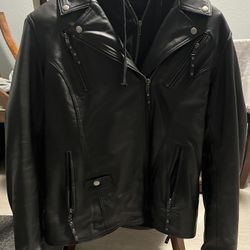 Derringer Women's 3-IN-1 Lambskin Hooded Leather Motorcycle Jacket - Black