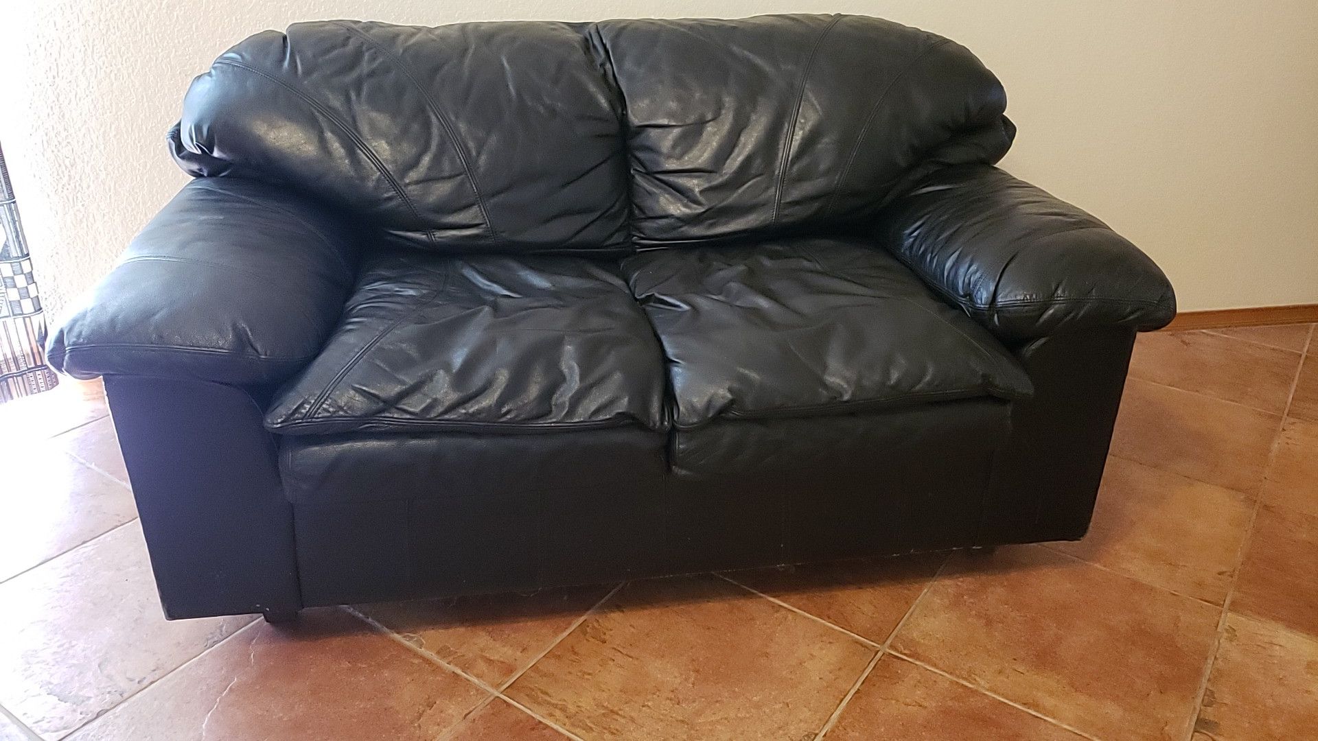 Black leather sofa set