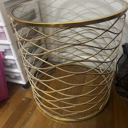 Gold Side Table with Glass Top 