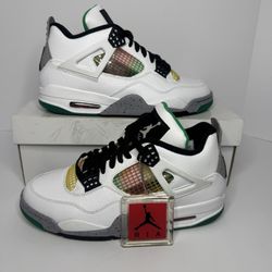 Nike Air Jordan 4 Retro Lucid Green Rasta 10W OG Box - Lightly Used