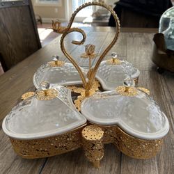 YOtat Ornate Gold 4 Covered Compartment Serving Tray