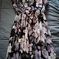 Long Floral Sheer Dress 
