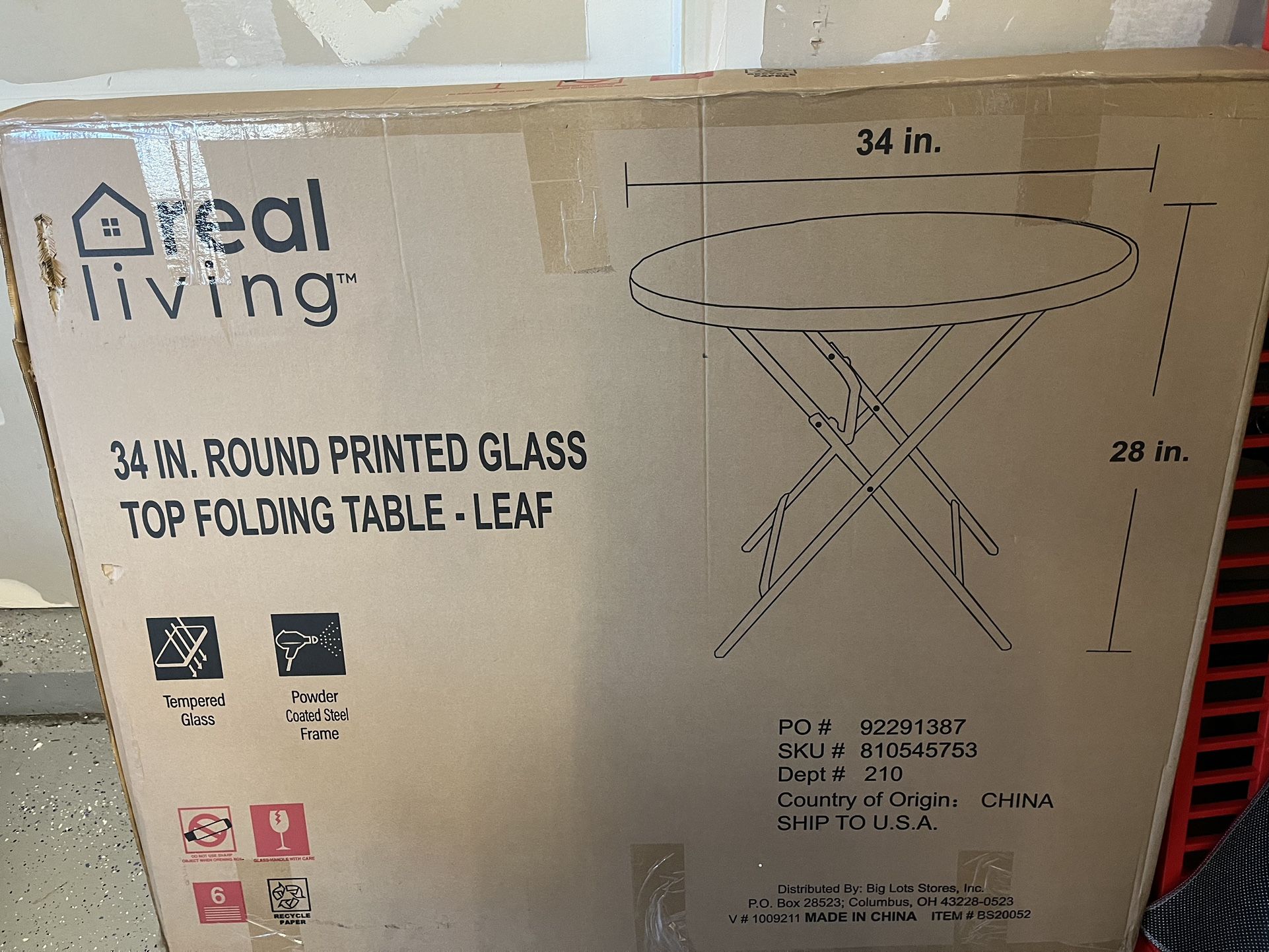 Round Printed Glass Top Table 