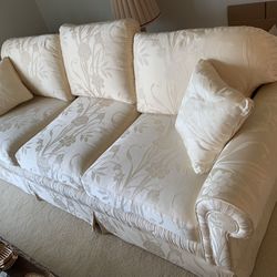 Set of 2 Beautiful Ivory Fabric Sofa Very Clean and Excellent Condition 