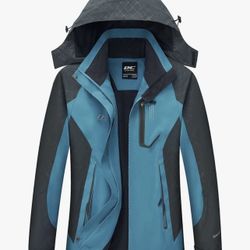 Diamond Candy Women’s Waterproof Rain Jacket. Large. Teal/Gray. NEW WITH TAGS.
